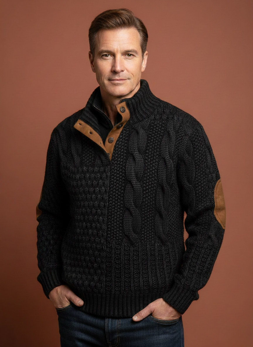 Men’s Stylish Textured Knitted Jumper Black