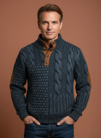 Men’s Stylish Textured Knitted Jumper Blue