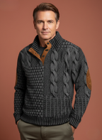 Men’s Stylish Textured Knitted Jumper Dark Grey