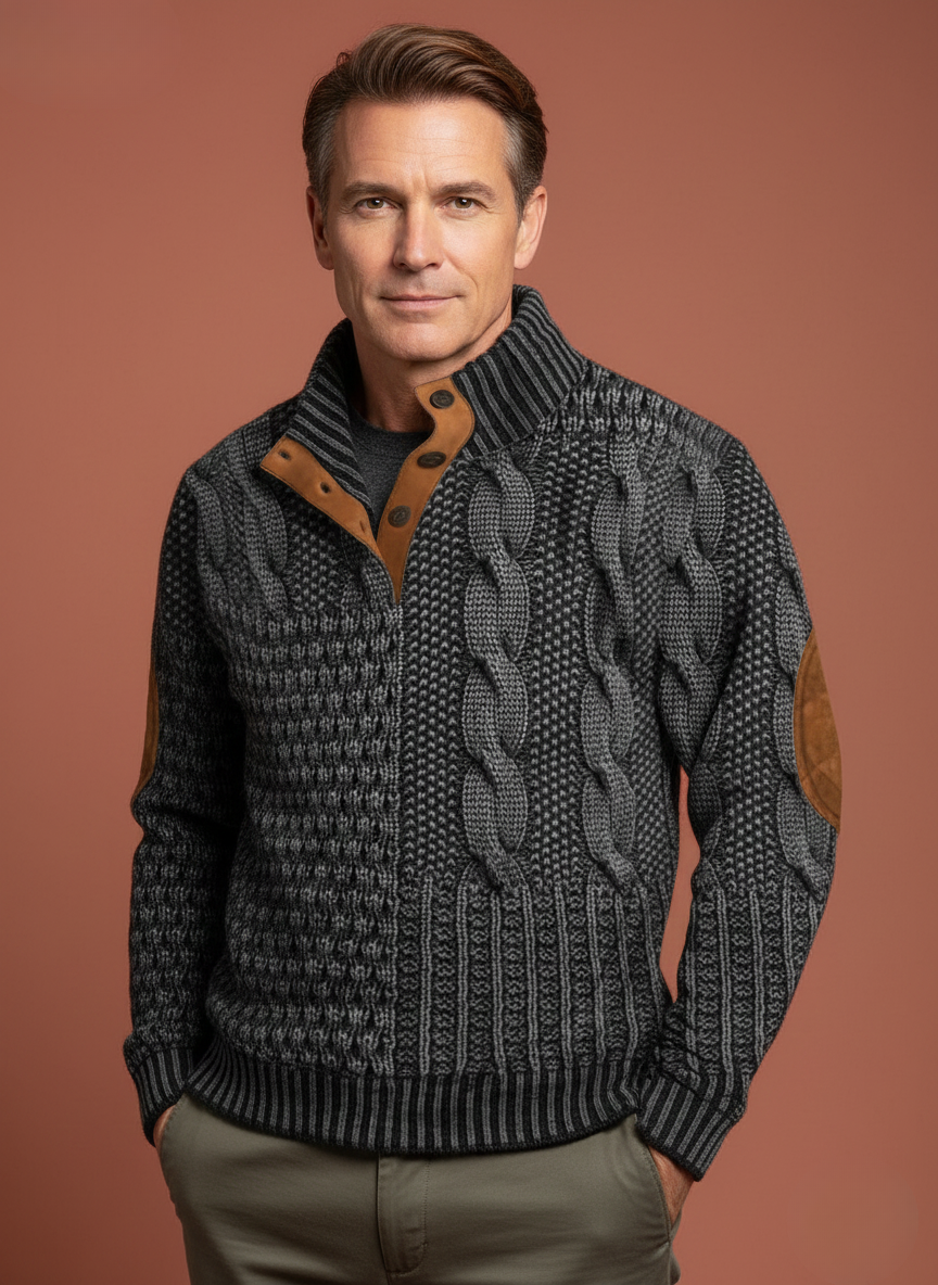 Men’s Stylish Textured Knitted Jumper Dark Grey