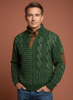 Men’s Stylish Textured Knitted Jumper Green