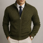 Men’s Modern Textured Zip Jumper Green