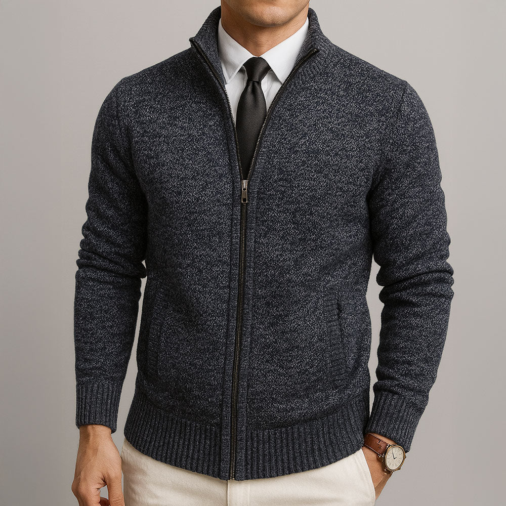 Men’s Modern Textured Zip Jumper Grey