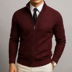 Men’s Modern Textured Zip Jumper Red