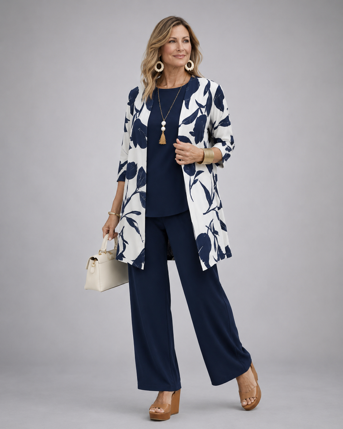 Women’s Elegant Three-Piece Set Navy Blue