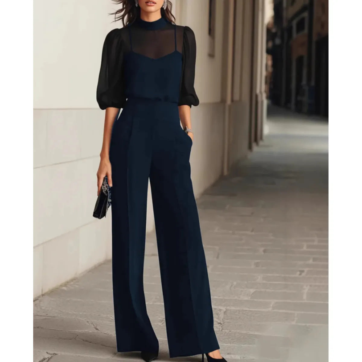 Women’s Elegant Three-Piece Set Navy Blue