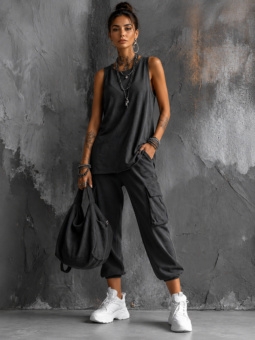 Women’s Comfortable Two-Piece Casual Set Grey