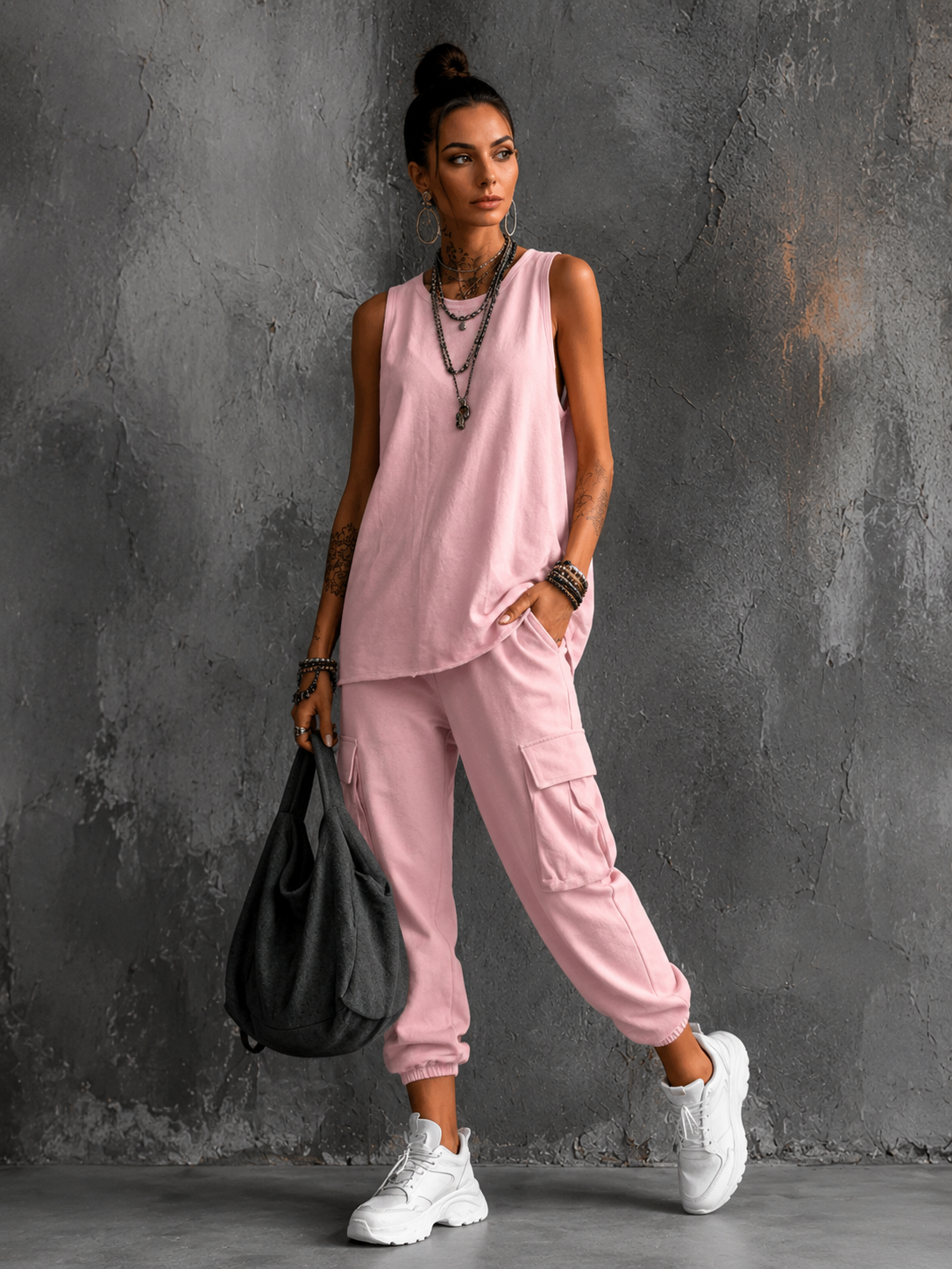 Women’s Comfortable Two-Piece Casual Set Pink