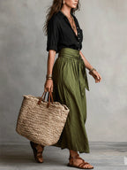 Women’s Two-Piece Colour Block Top and Trousers Set