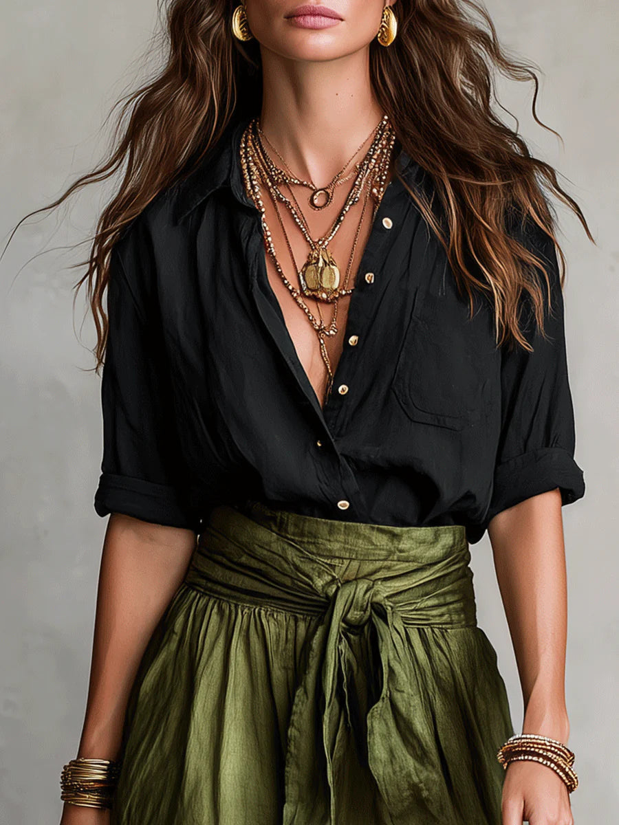 Women’s Two-Piece Colour Block Top and Trousers Set