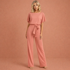 Women’s Two-Piece Set with Top and Trousers Pink