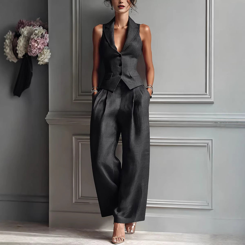 Women’s Two-Piece Set with Top and Trousers Black