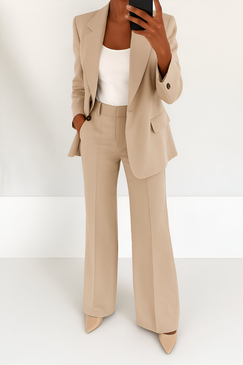 Women’s Timeless Two-Piece Suit Set Beige