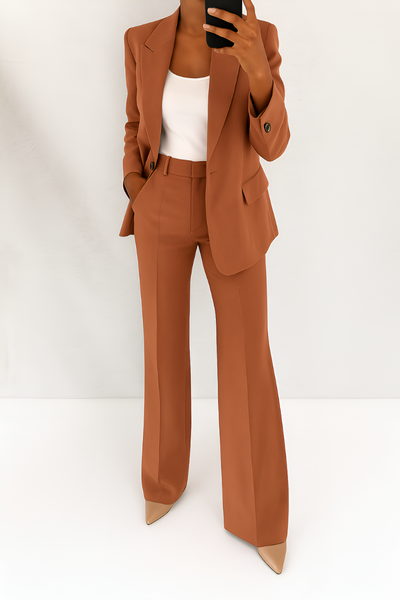 Women’s Timeless Two-Piece Suit Set Brown