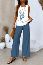 Women’s Relaxed Two-Piece Set with Top and Trousers White