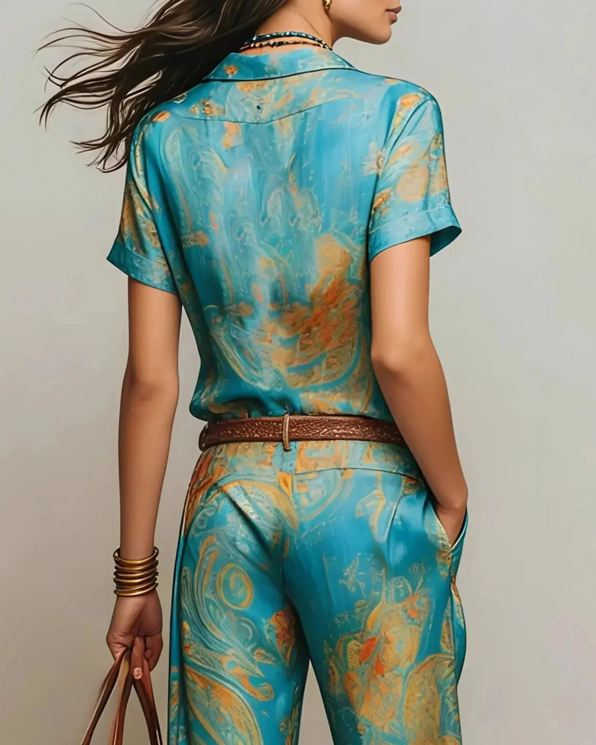 Women’s Elegant Two-Piece Set with Top and Trousers