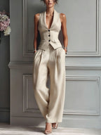 Women’s Elegant Two-Piece Set Apricot