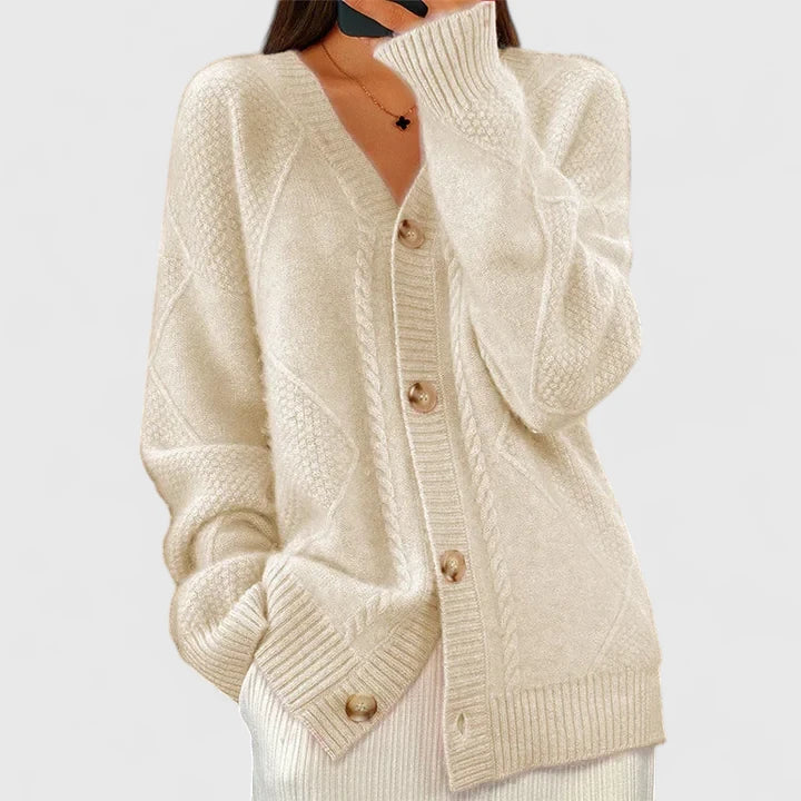Women’s Comfortable Open-Front Cardigan Apricot