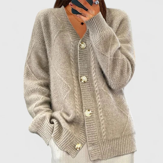 Women’s Comfortable Open-Front Cardigan Khaki