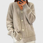 Women’s Comfortable Open-Front Cardigan Khaki