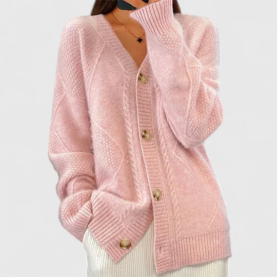 Women’s Comfortable Open-Front Cardigan Pink