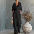 Women’s Elegant Jumpsuit with V-Neck Black