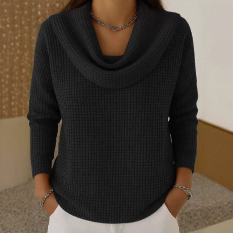 Women’s Soft Waffle Knit Jumper Black