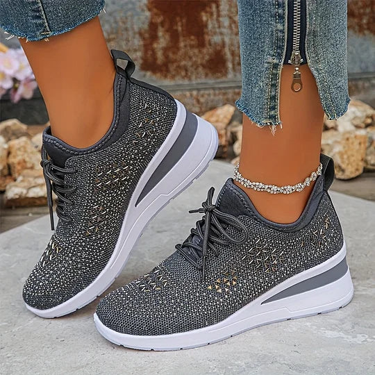 Women’s Wide Fit Comfort Sneakers with Arch Support Grey