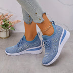 Women’s Wide Fit Comfort Sneakers with Arch Support Light Blue