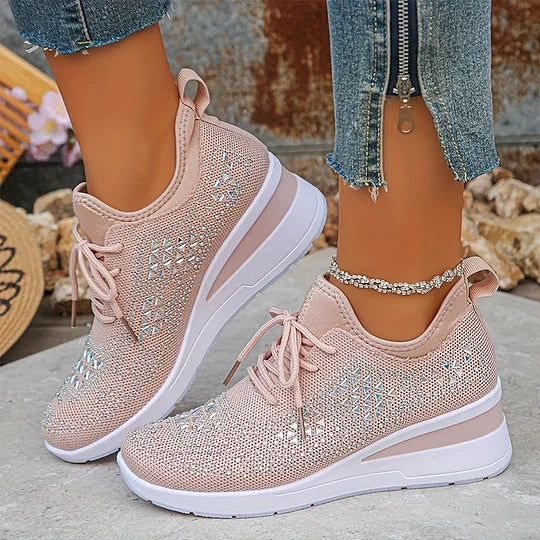 Women’s Wide Fit Comfort Sneakers with Arch Support Light Pink