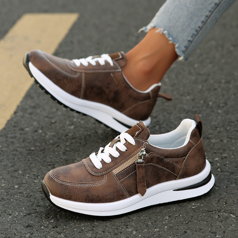 Women’s Wide Fit Cushioned Comfort Trainers Brown