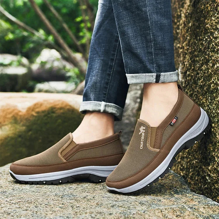 Men’s Comfortable Wide Fit Trainers with Cushioned Sole Brown