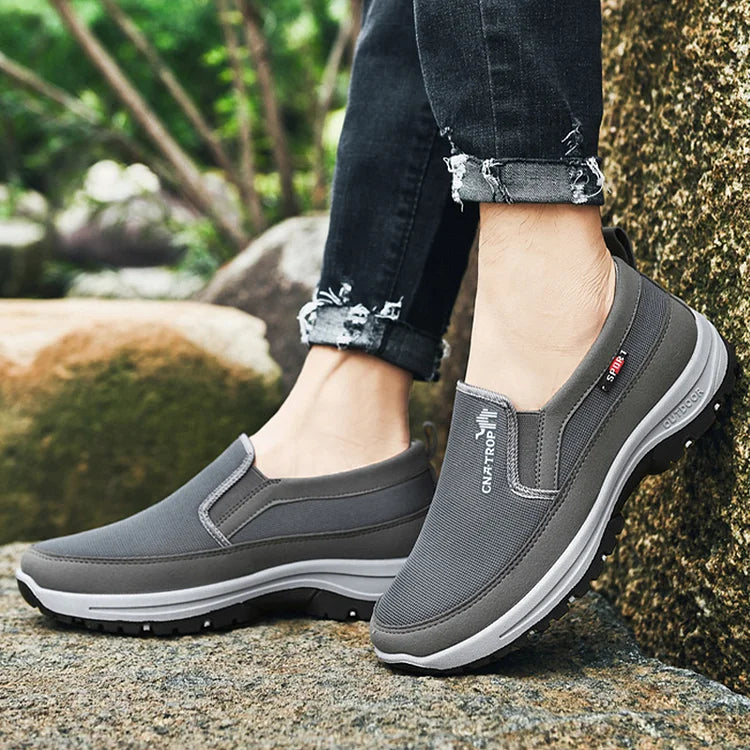 Men’s Comfortable Wide Fit Trainers with Cushioned Sole Grey