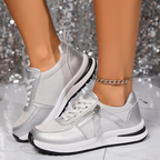 Women’s Wide Fit Cushioned Comfort Trainers Silver