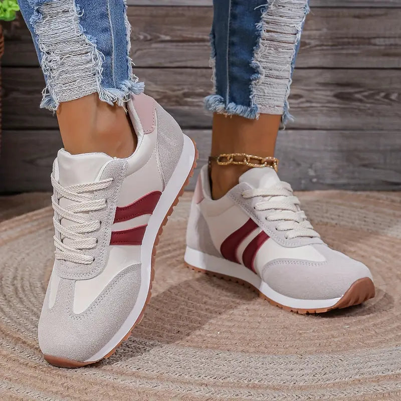 Women’s Wide Fit Cushioned Comfort Trainers Red