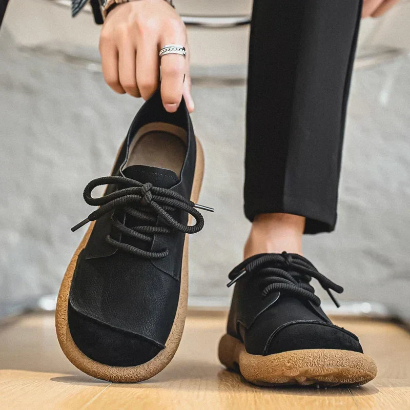 Women’s Comfortable Wide Fit Leather Trainers Black