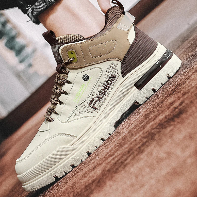 Men’s Comfortable Wide Fit Cushioned Leather Trainers