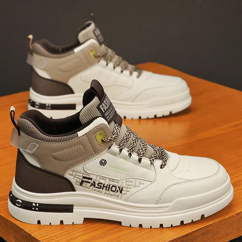 Men’s Comfortable Wide Fit Cushioned Leather Trainers White