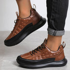 Women’s Comfortable Wide Fit Leather Trainers with Arch Support Brown