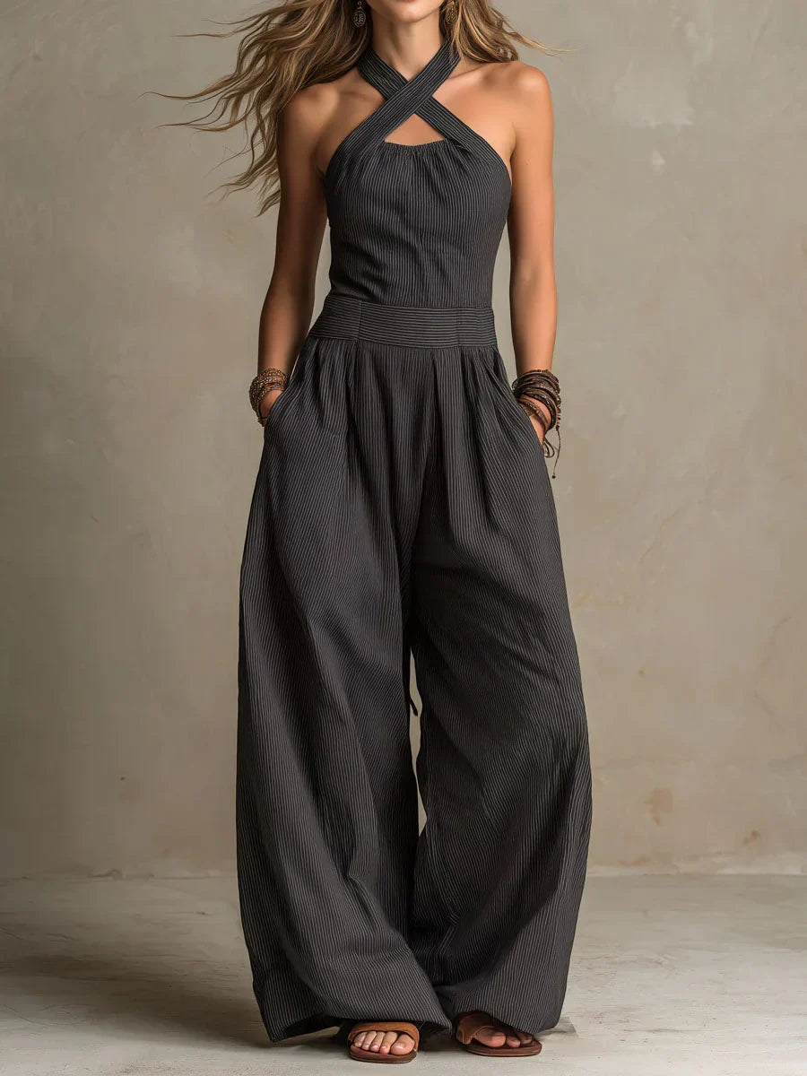 Women’s Elegant Wide-Leg Jumpsuit Black