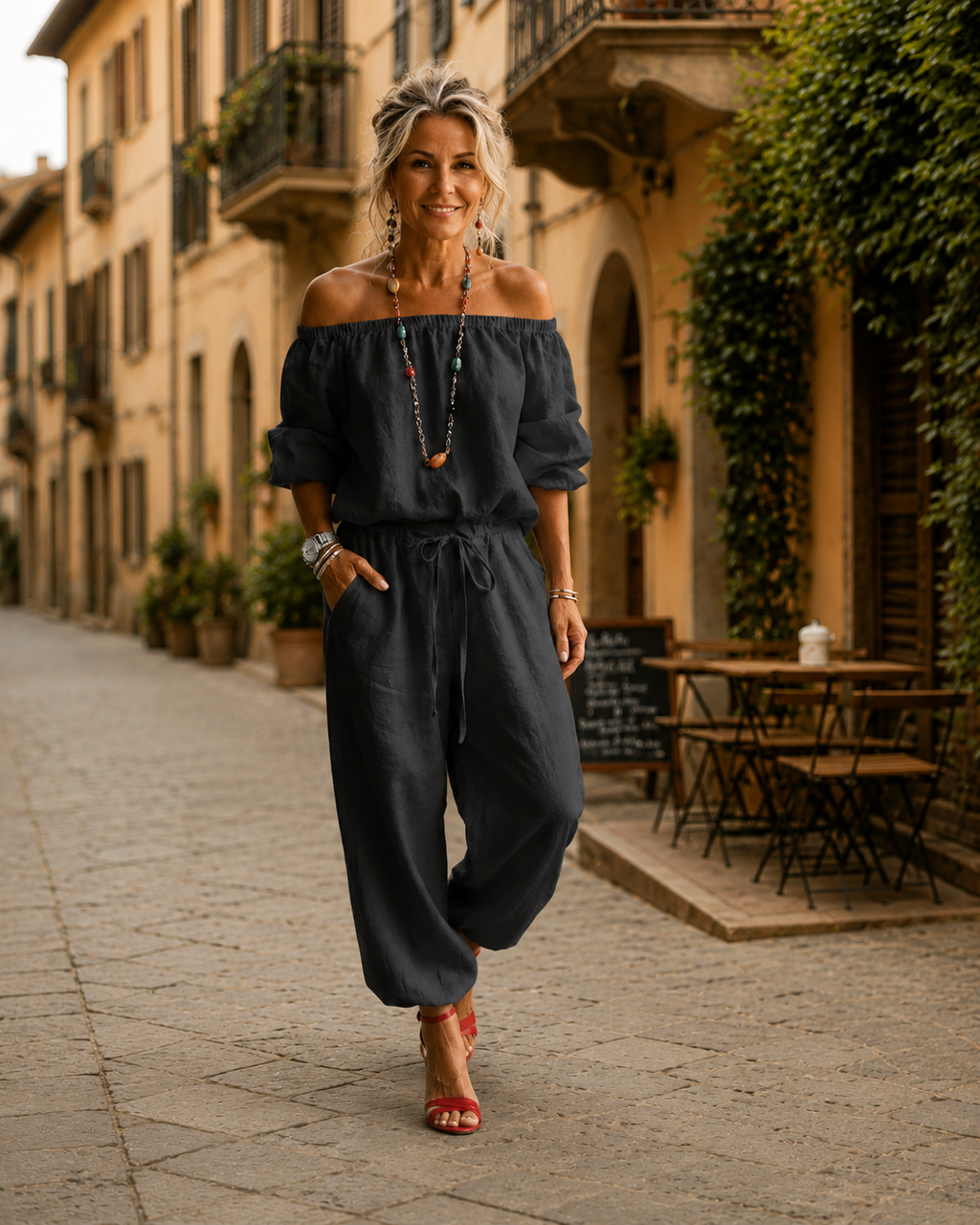 Women’s Casual Wide-Leg Jumpsuit Black