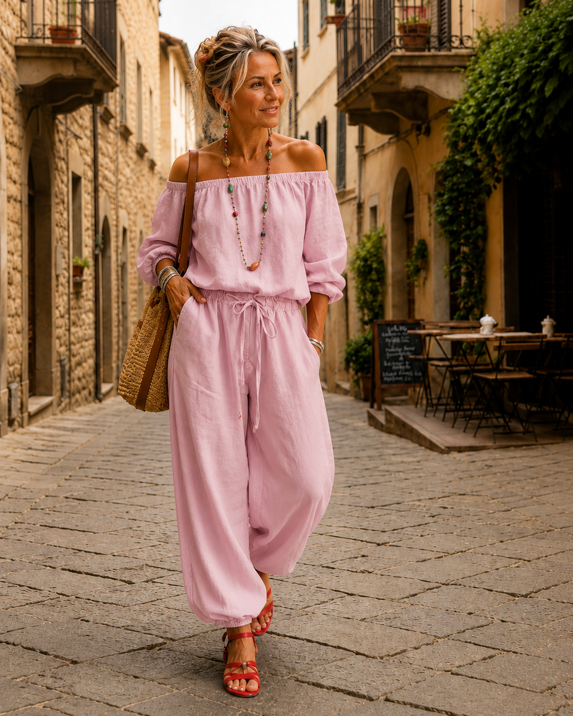 Women’s Casual Wide-Leg Jumpsuit Pink