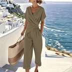 Women’s Elegant Wide-Leg Jumpsuit Khaki