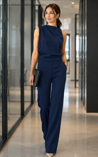 Women’s Sleeveless Wide-Leg Jumpsuit Navy