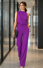Women’s Sleeveless Wide-Leg Jumpsuit Purple