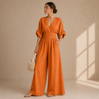 Women’s Relaxed Wide-Leg Jumpsuit Orange