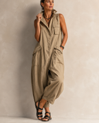 Women’s Casual Wide-Leg Jumpsuit Khaki
