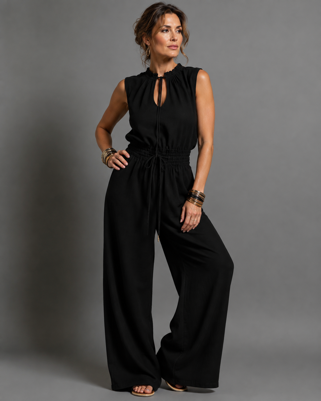 Women’s Elegant Wide-Leg Jumpsuit Black
