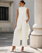 Women’s Elegant Wide-Leg Jumpsuit Apricot