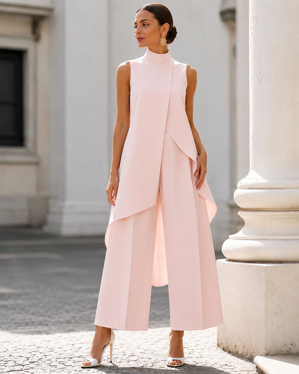Women’s Elegant Wide-Leg Jumpsuit Pink
